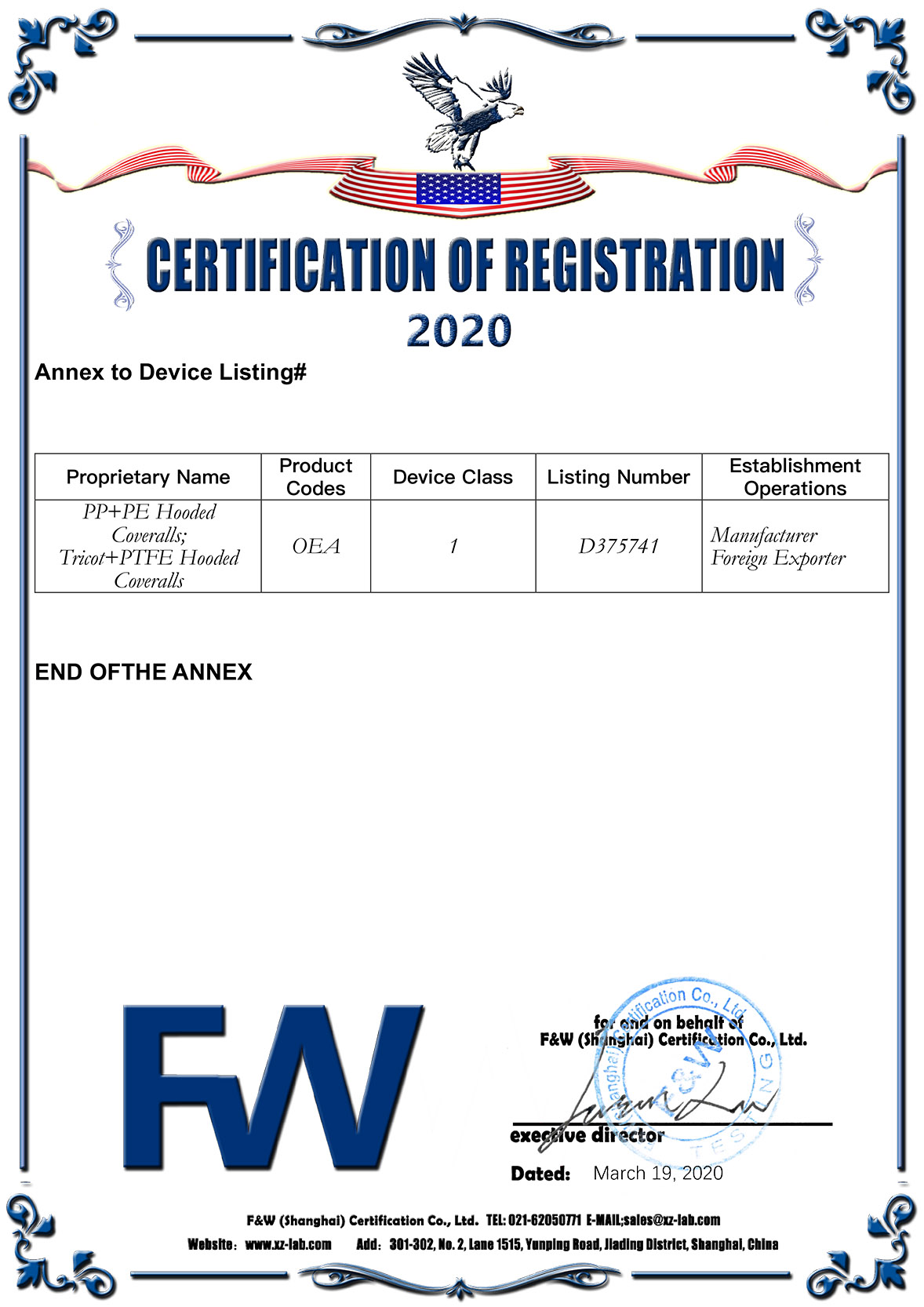 FDA Certificates page 2